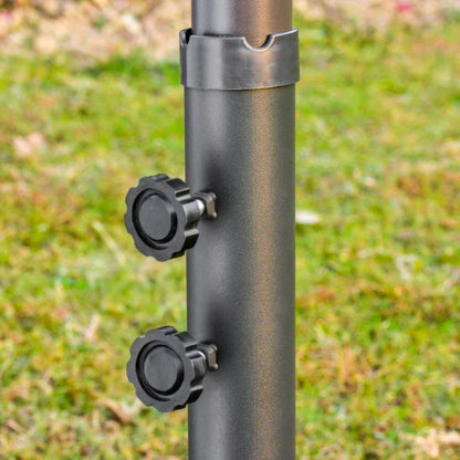 Outsunny 4.6M Sun Umbrella Canopy Double-sided Crank Sun Shade w/ Cross Base Off White 