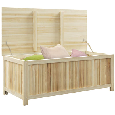 Outsunny 172 Litre Outdoor Storage Box, Wooden terrace Box Garden Storage Container, Natural 
