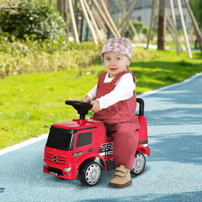 HOMCOM Compatible Kids Ride On Car Truck Mercedes Benz Licensed Toddler Foot To Floor Slider w/Under Seat Storage for 12 - 36 Months Red 