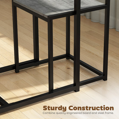 HOMCOM 3 Piece Table Stool Set - Charcoal Grey Wood-Effect 