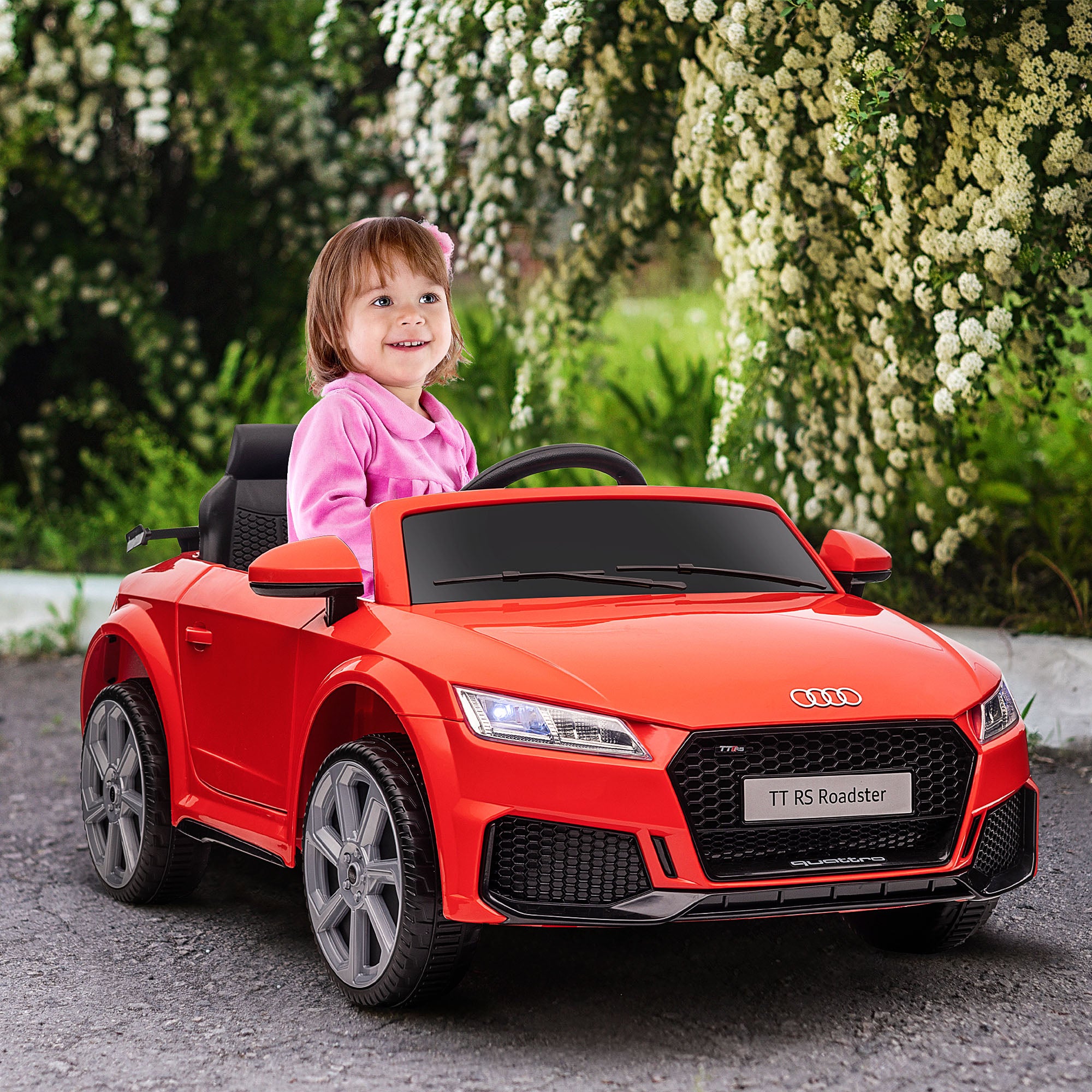 HOMCOM Kids Licensed Audi TT Ride-On Car 12V Battery w/ Remote Suspension Headlights and MP3 Player 3km/h Red 