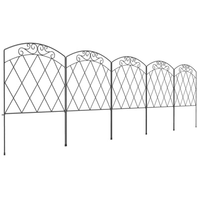 Outsunny 3m Decorative Metal Garden Fence - Diamond and Swirl Pattern 