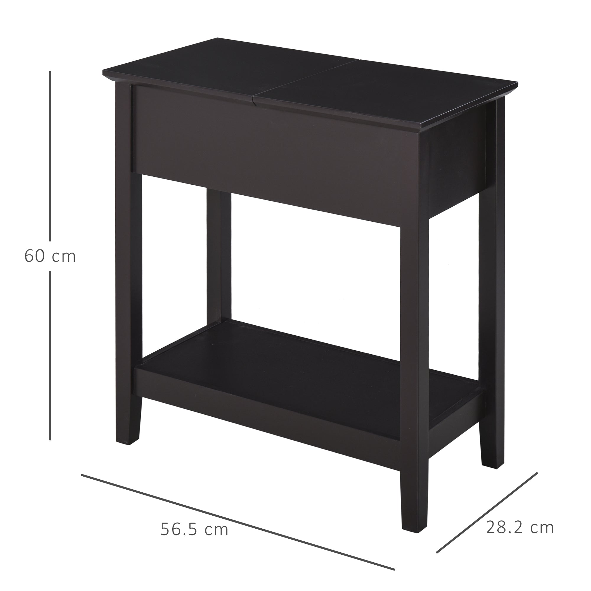 HOMCOM End Table, Narrow Side Table with Flip Top , Shelf, Dark Coffee 
