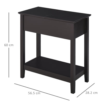 HOMCOM End Table, Narrow Side Table with Flip Top , Shelf, Dark Coffee 