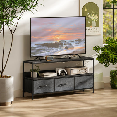 HOMCOM TV Stand Cabinet with 3 Foldable Drawers - Black 