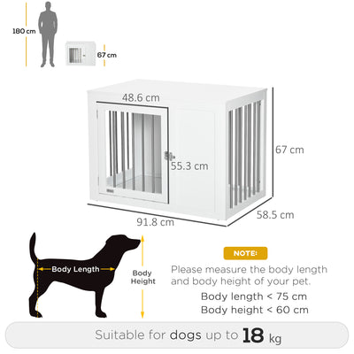 PawHut 2-in-1 Dog Cage and Side Table, with Two Lockable Doors, for Medium Dogs - White 