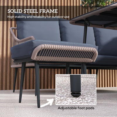 Outsunny Six-Piece Rattan Strong Garden Sofa Set - Brown/Grey 
