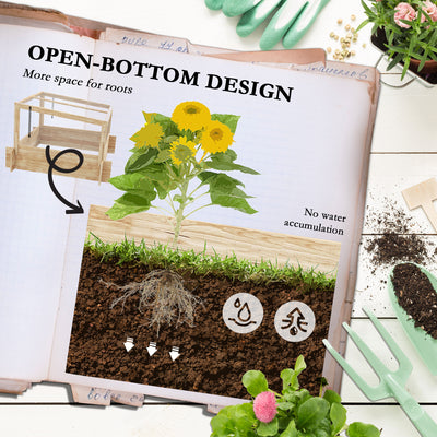 Outsunny 2-In-1 Wooden Greenhouse Planter Box - Natural 
