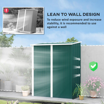 Outsunny 5.3 x 3.1ft Corrugated Steel Garden Shed - Green 