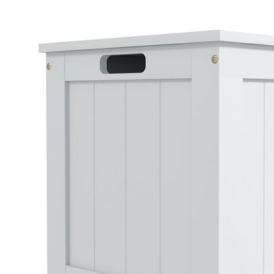 HOMCOM Storage Chest, Modern Storage Trunk with 2 Safety Hinges and Cut-out Handles, Wooden Toy Box for Living Room, Entryway, 76 x 40 x 48 cm, White 