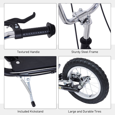 HOMCOM Kids Scooter, Teen Kick Scooter with Rubber Wheels, 16" Front Wheel, Height Adjustable Handlebar, Dual Brakes, Kick Stand, for 5+ Years, Black 