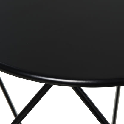 HOMCOM Round Side Table, Minimalist End Table with Steel Frame, Small Coffee Table for Living Room, Bedroom, Black 