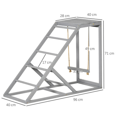 PawHut Wooden Chicken Coop Toy with Swing, Ladder, Platform, Grey 