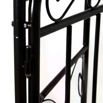 Outsunny Garden Decorative Metal Arch with Gate Outdoor Patio Trellis Arbor for Climbing Plant Archway Antique Black - 108L x 45W x 215Hcm 