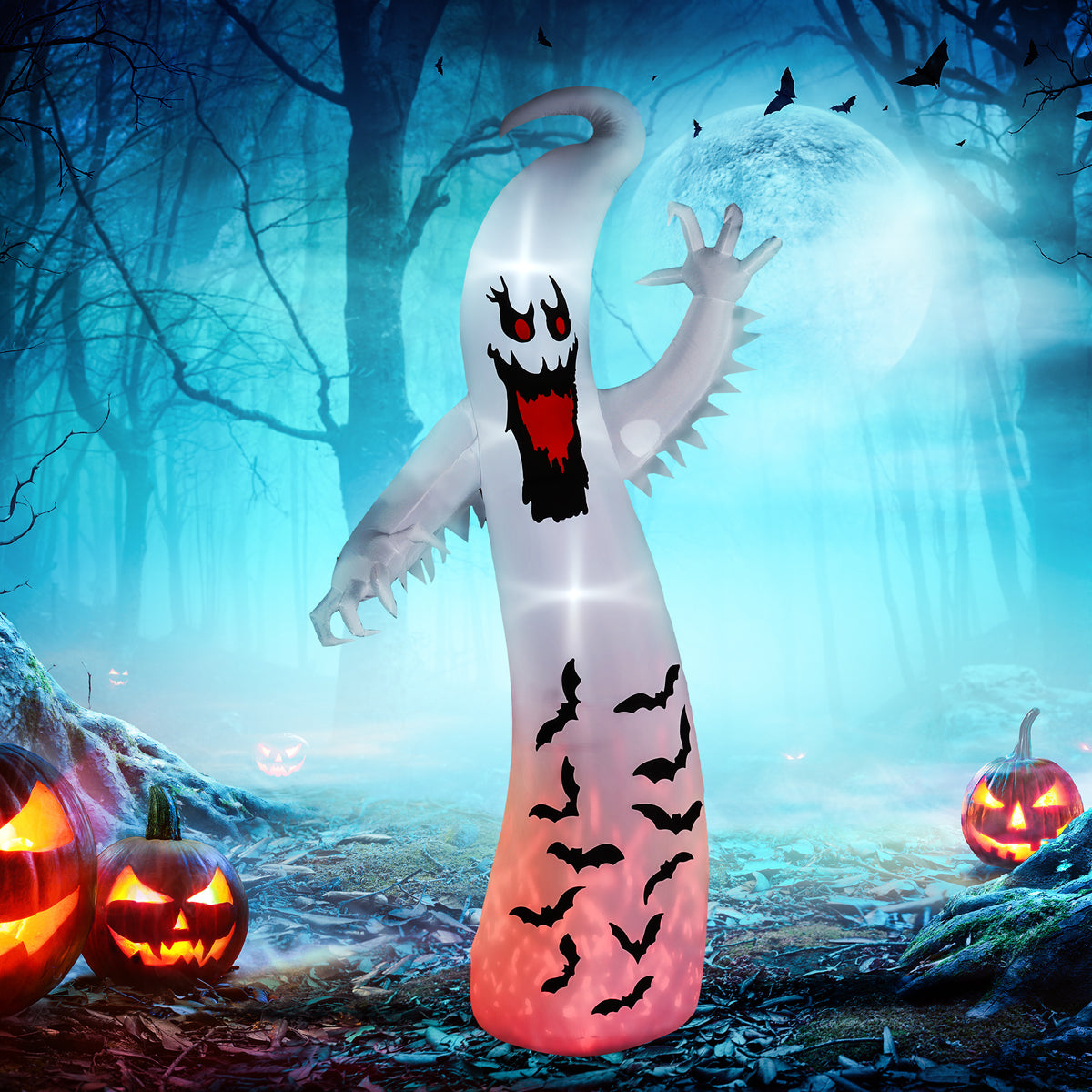 Outsunny 11.8ft Scary Inflatable Ghost Halloween Decoration, with Accessories 