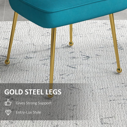 Set of 2 Velvet-Feel Shell Accent Chair - Blue