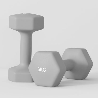 SPORTNOW 2 x 6kg Hexagonal Dumbbells Weights Set with Non-Slip Grip for Home Gym Workout, Grey 