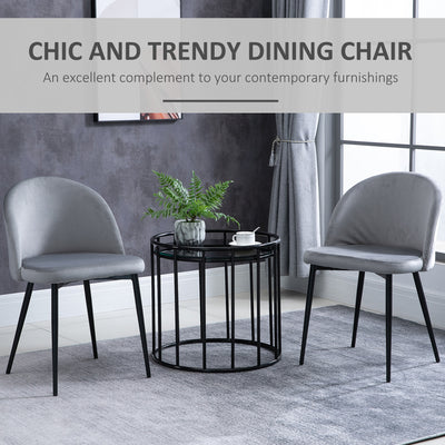 HOMCOM Dining Chairs Set of 2 Contemporary Design for Office Dining Kitchen with Soft Fabric Seat and Back Living Room, Grey 