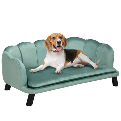PawHut Dog Sofa, Pet Couch Bed for Medium, Large Dogs, with Legs, Cushion - Green 