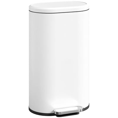 HOMCOM 30 L Modern Curved Kitchen Bin - White 