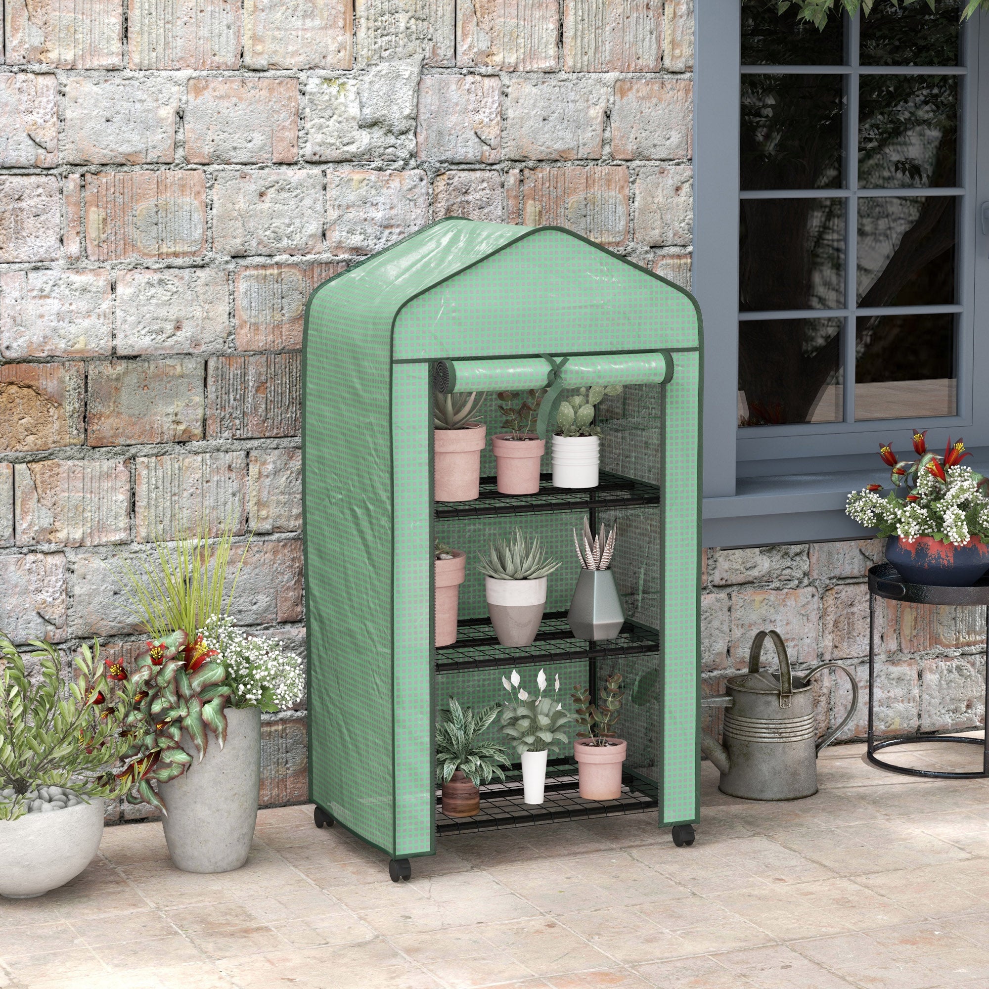 Outsunny Three-Tier Mini Greenhouse - Green 