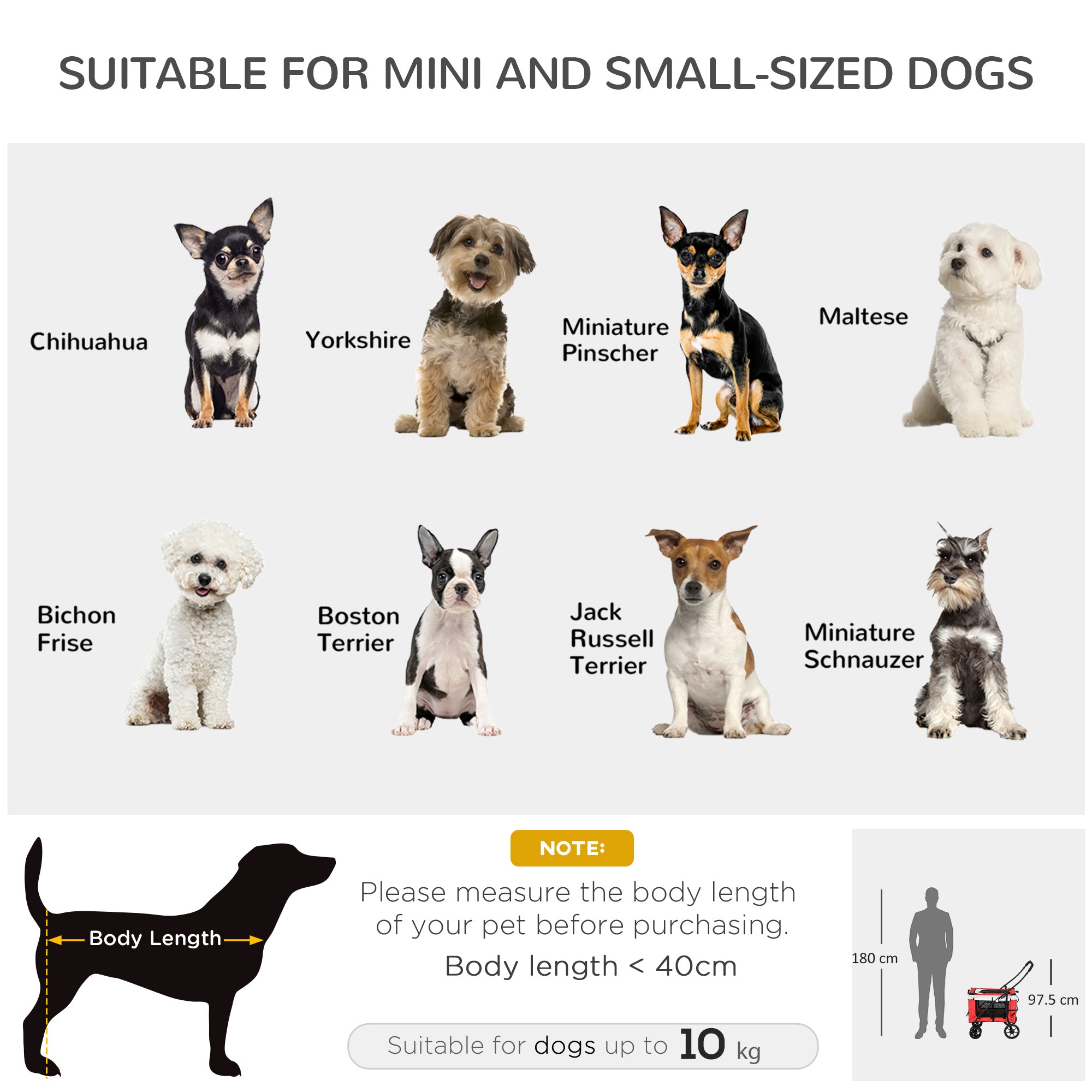 PawHut Foldable Dog Stroller, Pet Travel Crate, with Detachable Carrier, Soft Padding, for Mini, Small Dogs - Red 