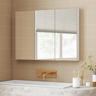 HOMCOM Three-Mirror Bathroom Storage Cabinet - White 