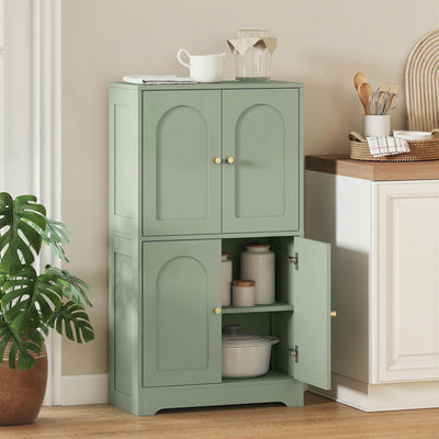 HOMCOM 4-Door Kitchen Storage Cabinet with Adjustable Shelves - Green 