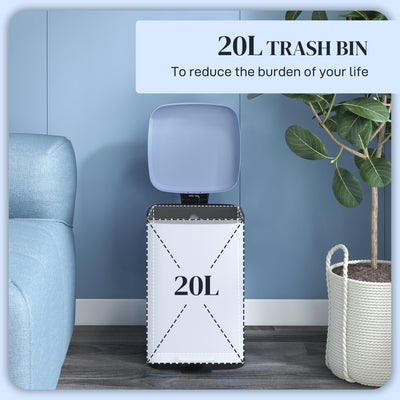 HOMCOM 20L Modern Boxy Metal Home Kitchen Bin - Light Blue 