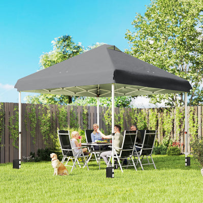 Outsunny 3 x 3 m Pop Up Gazebo with Wheels, UPF50+ One-Touch Outdoor Garden Party Tent Marquee Wedding Awning Canopy, Dark Grey 