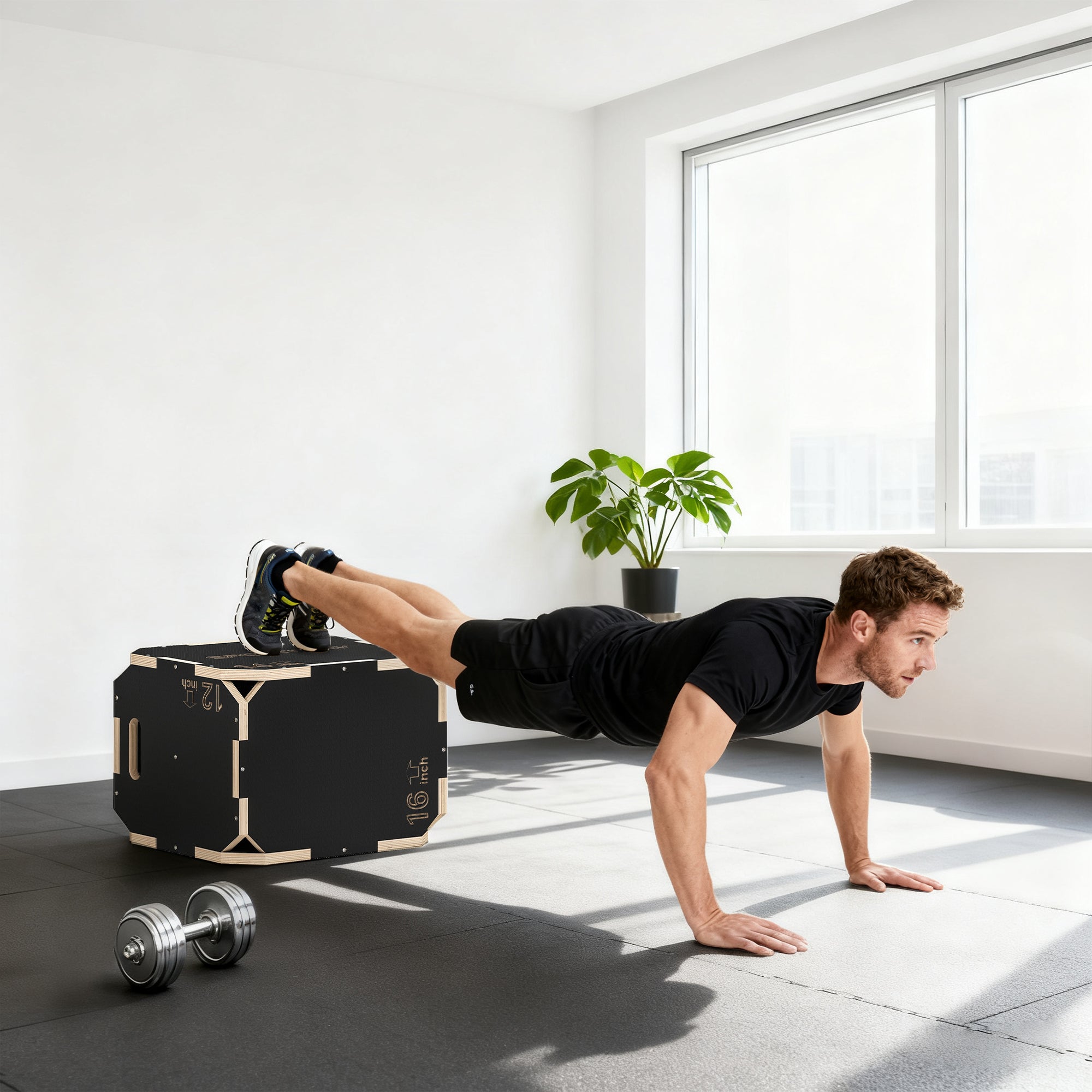 SPORTNOW Non-Slip Plyo Box, Corner-free Wooden Jump Box, 31 x 36 x 41 cm 