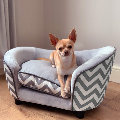 PawHut Dog Sofa Pet Couch for XS Dogs w/ Removable Sponge Padded Cushion - Grey 
