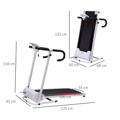 HOMCOM 1.25HP Motorised Electric Treadmill, 10km/h Folding Running Machine, Gym Fitness Exercise with LCD Monitor, White 