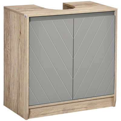 HOMCOM Under Sink Storage Cabinet Floor Standing Cupboard w/ Adjustable Shelf Bathroom Cabinet 2 Doors Versatile Style Grey 