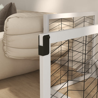 PawHut 8 Panels Foldable Pet Gate with Support Feet, for House, Doorway, Stairs, Small and Medium Dogs - White 