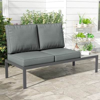Outsunny 2 Seater Back and Seat Cushion Pillows Replacement, Patio Chair Cushions Set for Indoor Outdoor, Charcoal Grey 