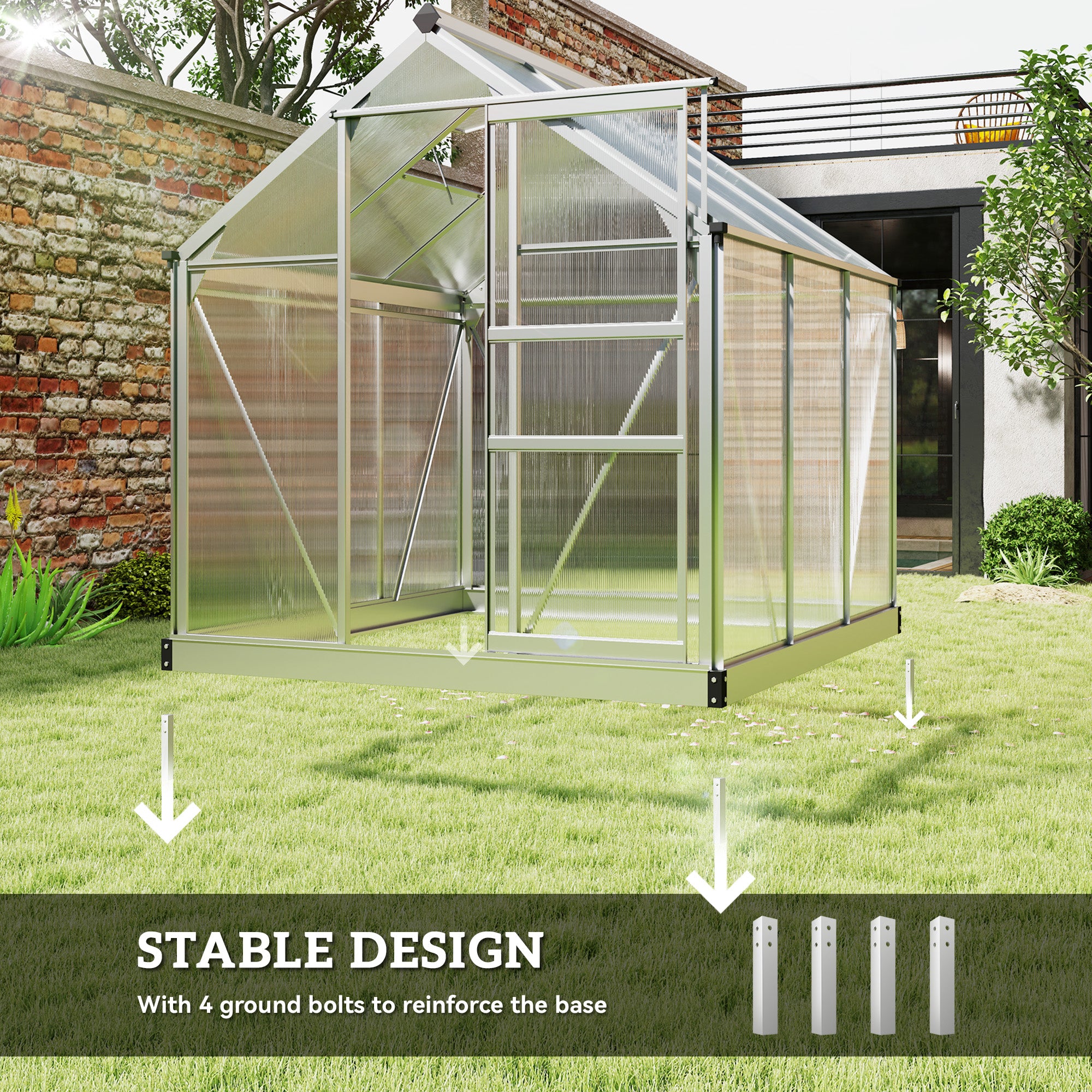 Outsunny 6 x 6ft Polycarbonate Greenhouse - Clear 