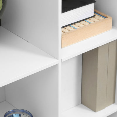 HOMCOM 3-tier Step 6 Cubes Storage Unit Particle Board Cabinet Bookcase Organiser Home Office Shelves - White 