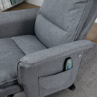 HOMCOM Swivel Recliner Chair and Footstool, Upholstered Massage Recliner Armchair with Remote Control, Timer and Steel Base, Grey 