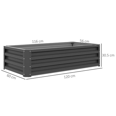 Outsunny Raised Beds for Garden, Galvanised Outdoor Planters for Herbs and Vegetables, for Patio, Garden, Balcony, Light Grey 