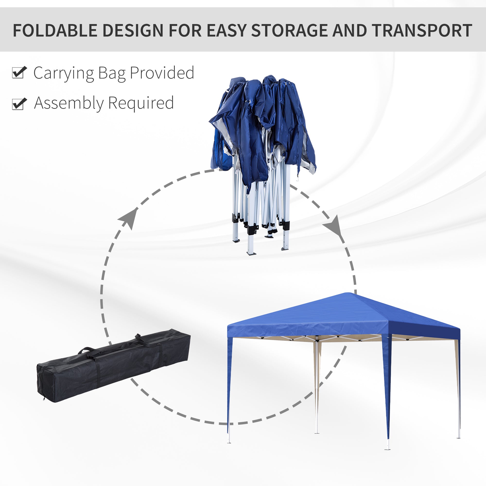 Outsunny 3 x 3M Garden Pop Up Gazebo Height Adjustable Marquee Party Tent Wedding Canopy with Carrying Bag, Blue 