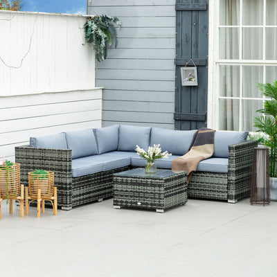 Outsunny Four-Piece Rattan Sofa Set - Grey 
