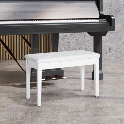 HOMCOM PU Leather Upholstered Piano Stool Makeup Stool Bench Dressing Table Seat with Storage 76x36x50cm, White 