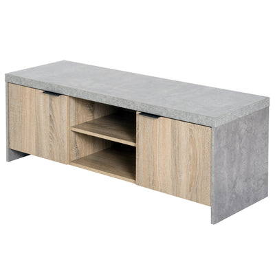 HOMCOM TV Stand for TV up to 55", 2 Doors TV Cabinet with Open Shelves, TV Unit TV Table for Living Room Bedroom Entertainment Room, 120L x 40W x 44H, Grey 