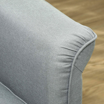 HOMCOM 3 Seater Sofa, Modern Fabric Sofa Couch with Spring Cushion, Rubber Wood Legs, 191cm Upholstered Settee for Living Room, Bedroom, Home Office, Guest Room, Grey 