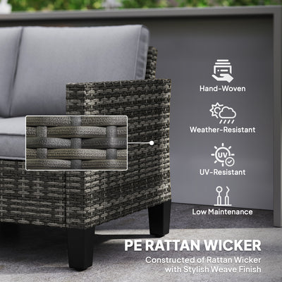 Outsunny Two-Seater Rattan Outdoor Sofa - Dark Grey 