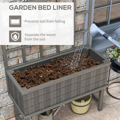 Outsunny 45 x 105cm Wooden Garden Planter, with Trellis - Grey 