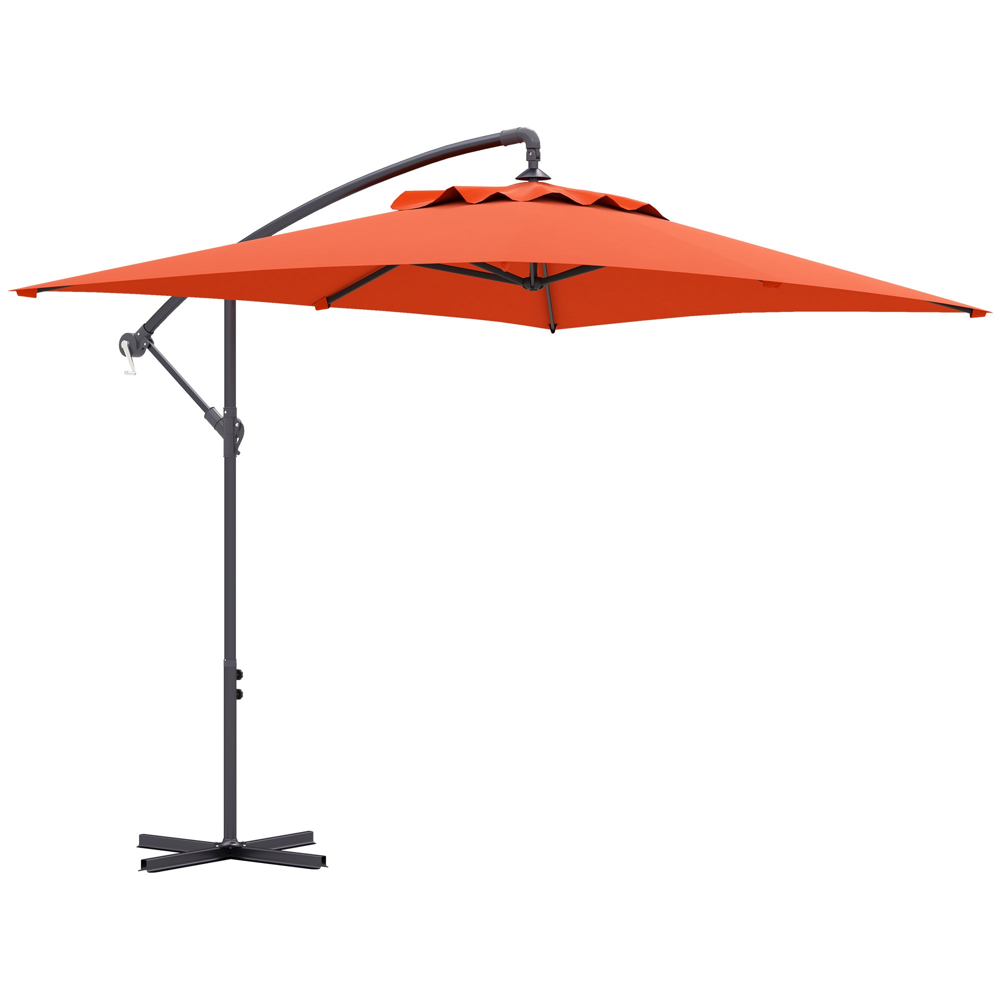 Outsunny 3(m) Cantilever Overhanging Parasol, with Cross Base - Orange 