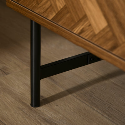 HOMCOM Bedside Table with Two Drawers, Side Cabinet Storage Unit with Metal Handles, Organisation Furniture for Living Room, Bedroom, Walnut Brown 