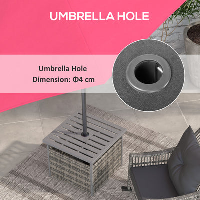 Outsunny Outdoor Rattan Wicker Coffee Table w/ Umbrella Hole Suitable for Garden Garden 